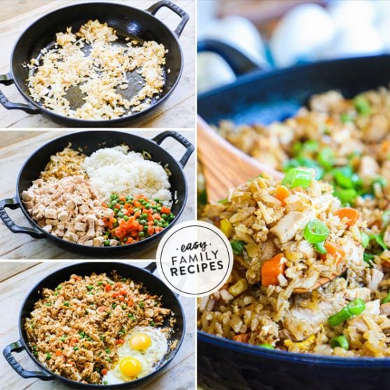 Step by step process to make chicken fried rice fast