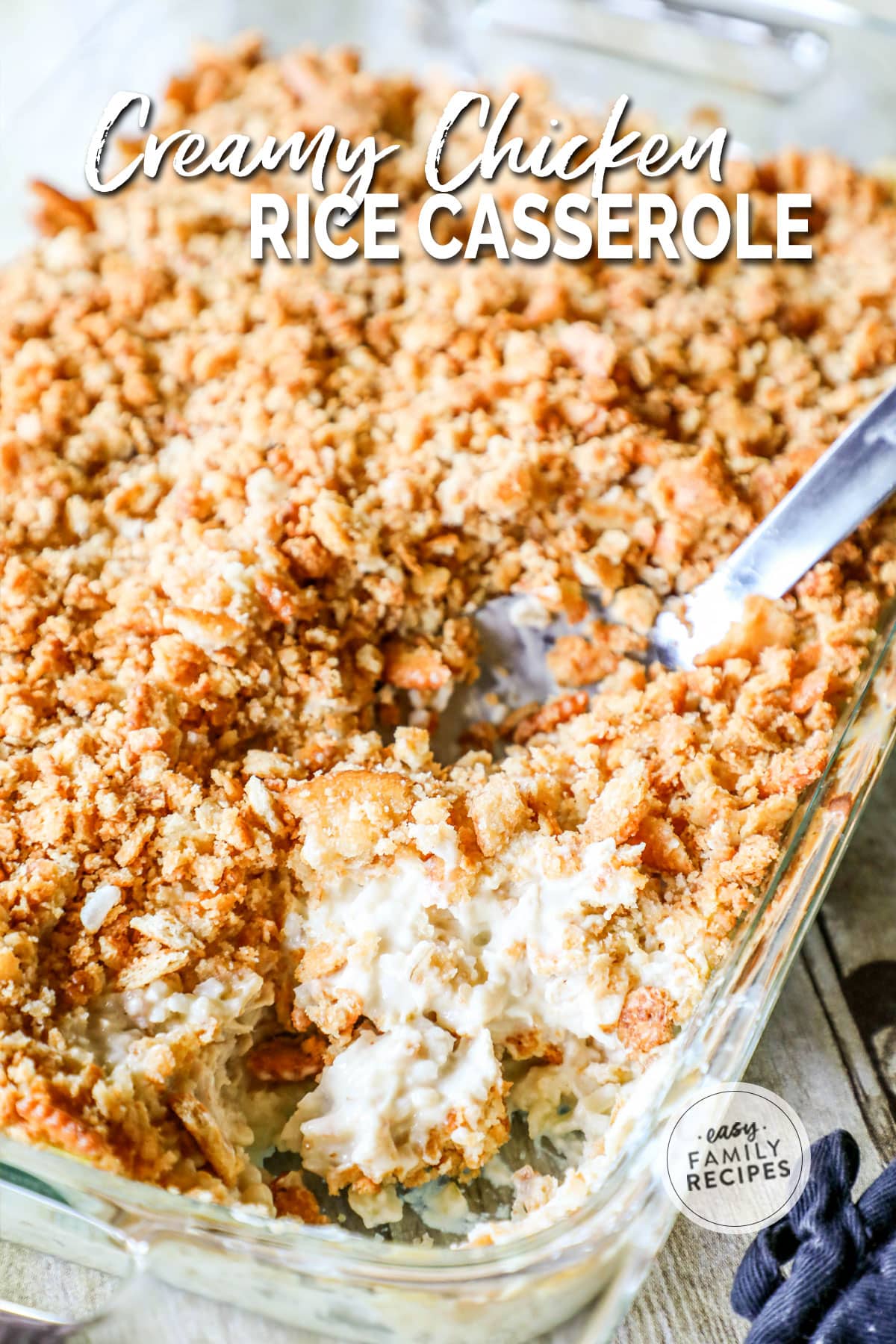 Creamy Chicken and Rice Casserole with Ritz Cracker Topping · Easy ...