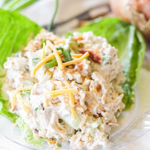 Low Carb Chicken salad served on lettuce