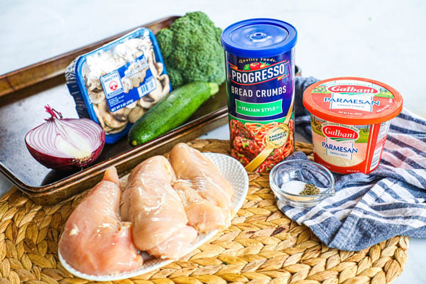 Ingredients for Baked Chicken Cutlets with Roasted Veggies