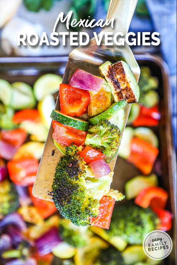 Assorted Mexican Roasted Veggies on a spatula