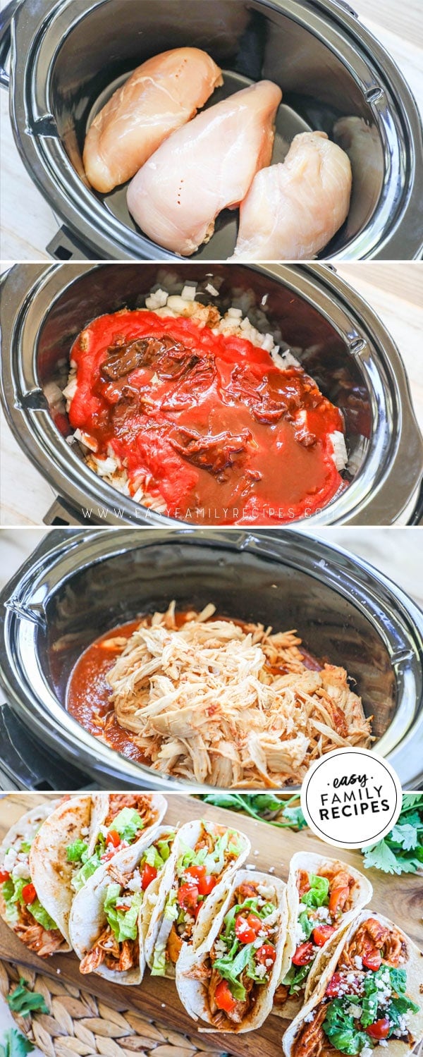 Process photos for How to Make Chicken Tinga Tacos in the Crockpot