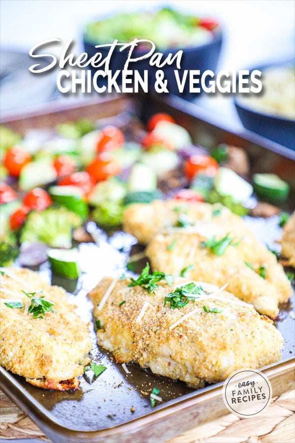 Italian Baked Chicken Cutlets on a pan garnished with parsley