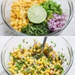 4 images of how to make corn salsa