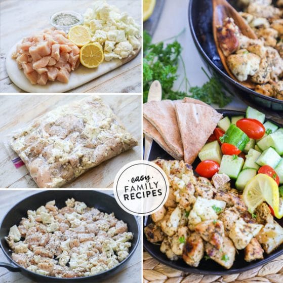 Step by step for making chicken and cauliflower skillet