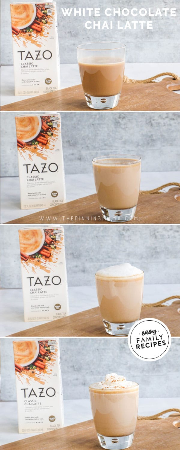 process photos for how to make chai tea latte