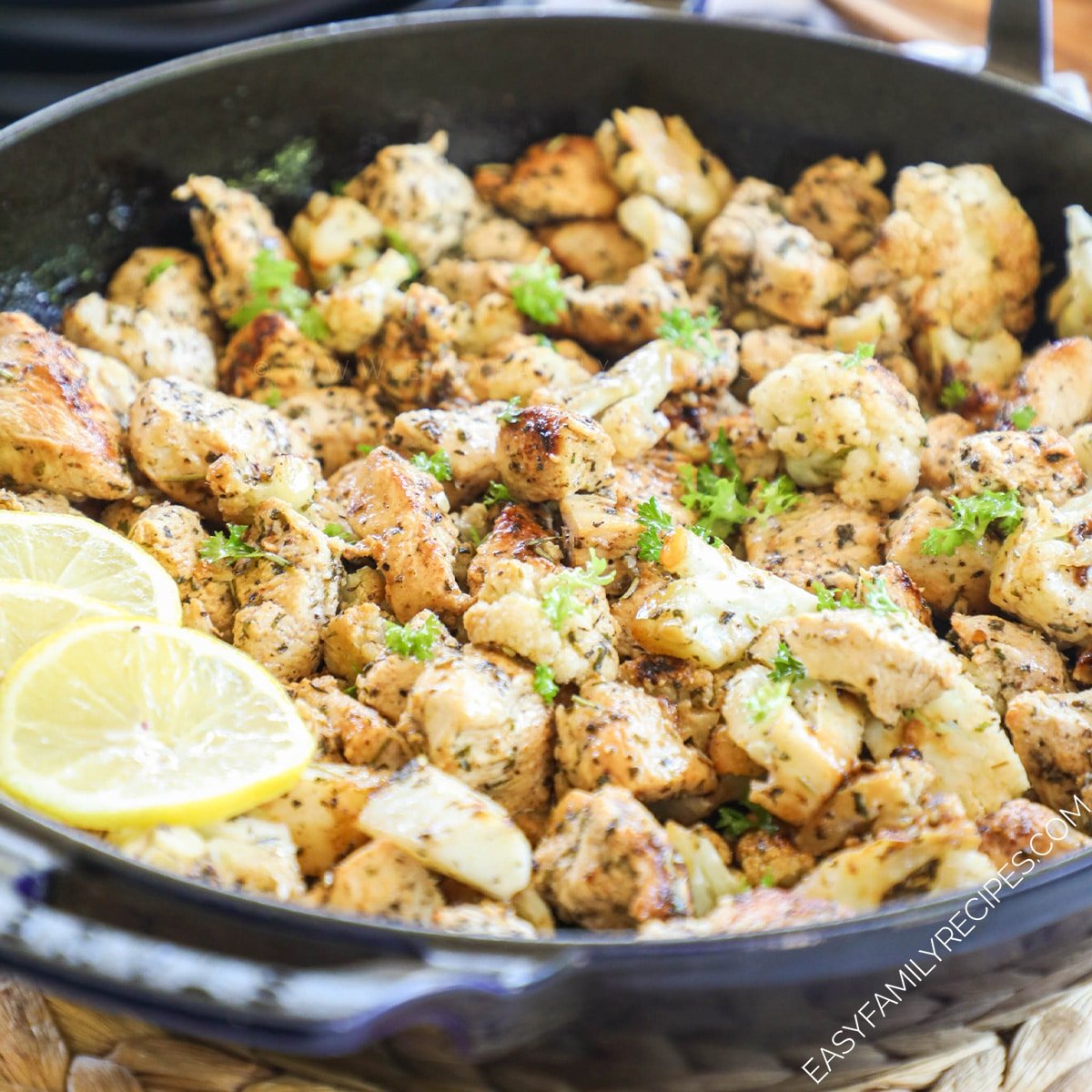 One Pan Greek Chicken and Cauliflower