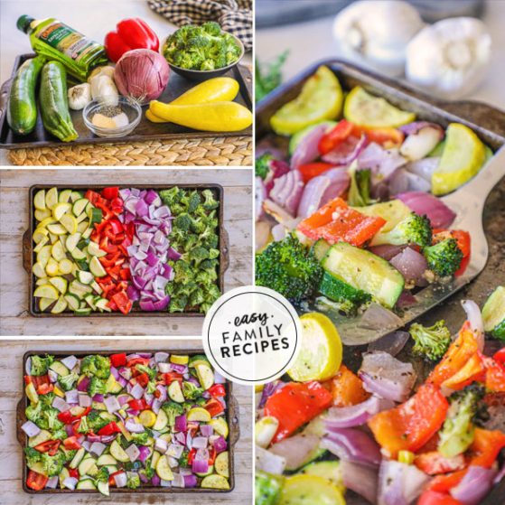 Steps for making garlic roasted vegetables