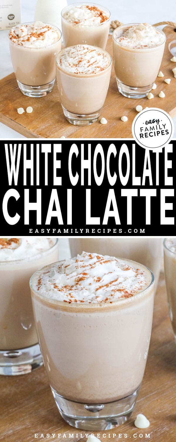 White Chocolate Chai Latte topped with whipped cream
