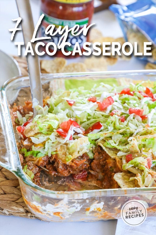 Ground Beef Baked Taco Casserole with a scoop out of it