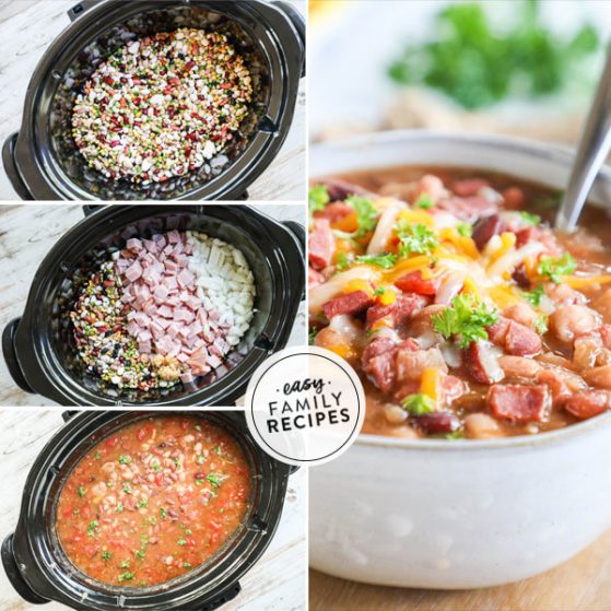 Step by step for making 15 bean soup in the slow cooker