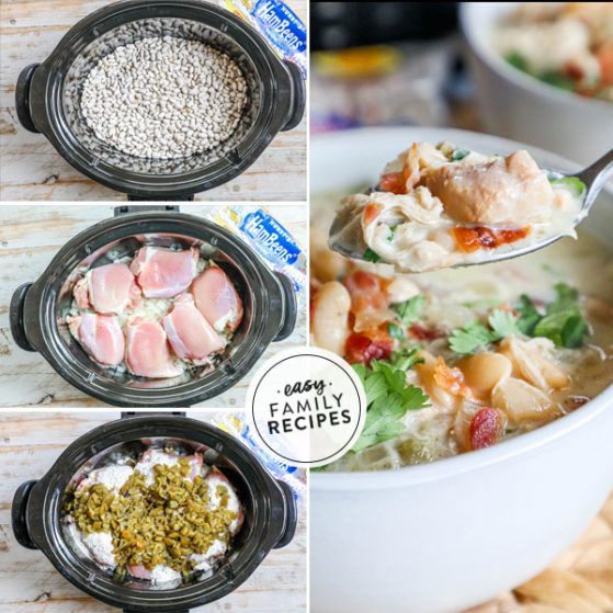 Step by Step for making white chicken chili with Bacon and ranch