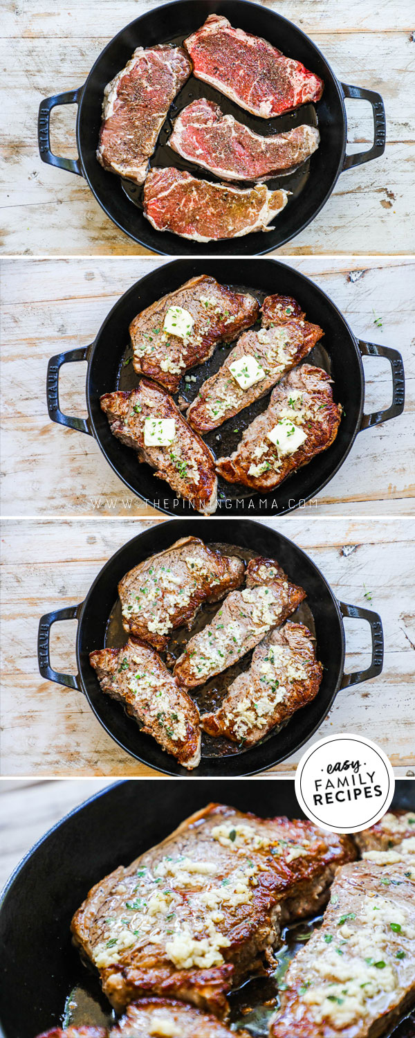 Process photos for How to make steak in a cast iron skillet