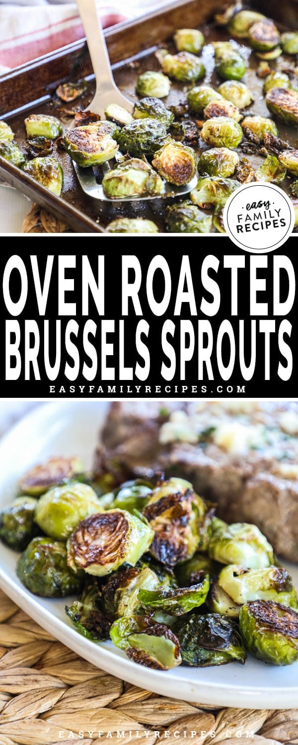 Roasted Brussels Sprouts served with a steak