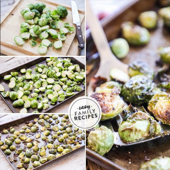 Steps for making oven roasted brussel sprouts
