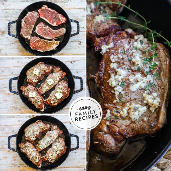 Step by step for how to make steak in a cast iron skillet
