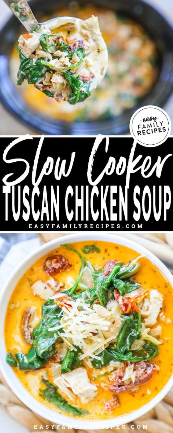 Creamy Tuscan Chicken Soup {Crock Pot} · Easy Family Recipes