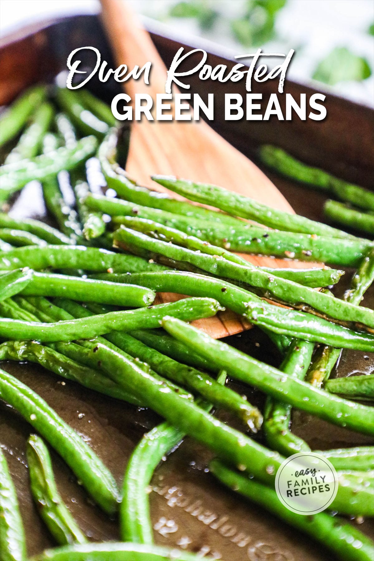 Roasted Green Beans on a baking sheet
