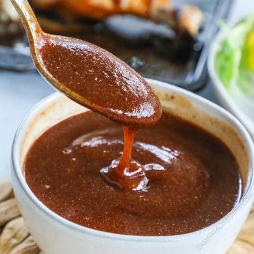 Homemade BBQ sauce easy in a bowl with no cooking