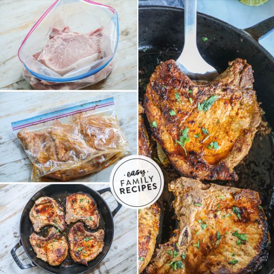 Step by step for making Bone in Pork Chops on the stovetop