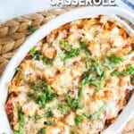 Easy Chicken Parmesan Casserole recipe prepared and ready to serve.