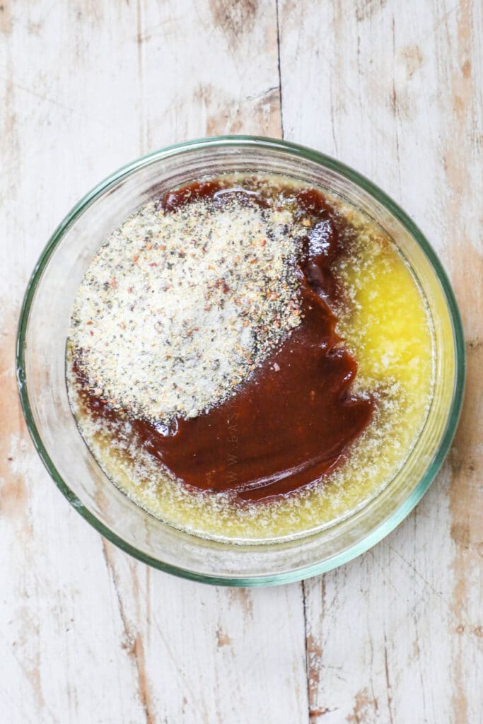 How to make Baked BBQ Chicken Drumsticks Step 2: Combine ingredients for BBQ Sauce.