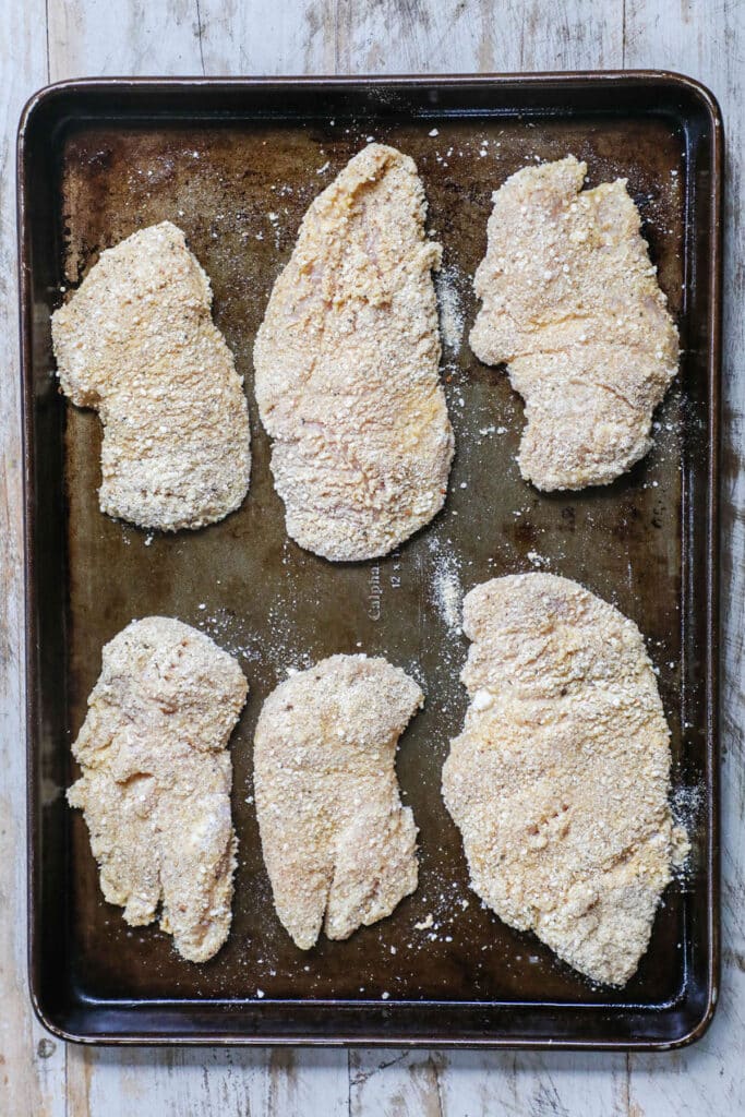 How to make chicken parmesan casserole recipe step 1: Prepare the chicken cutlets.