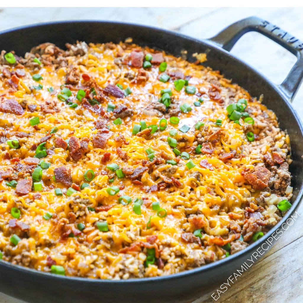 Bacon Cheeseburger Rice Casserole · Easy Family Recipes