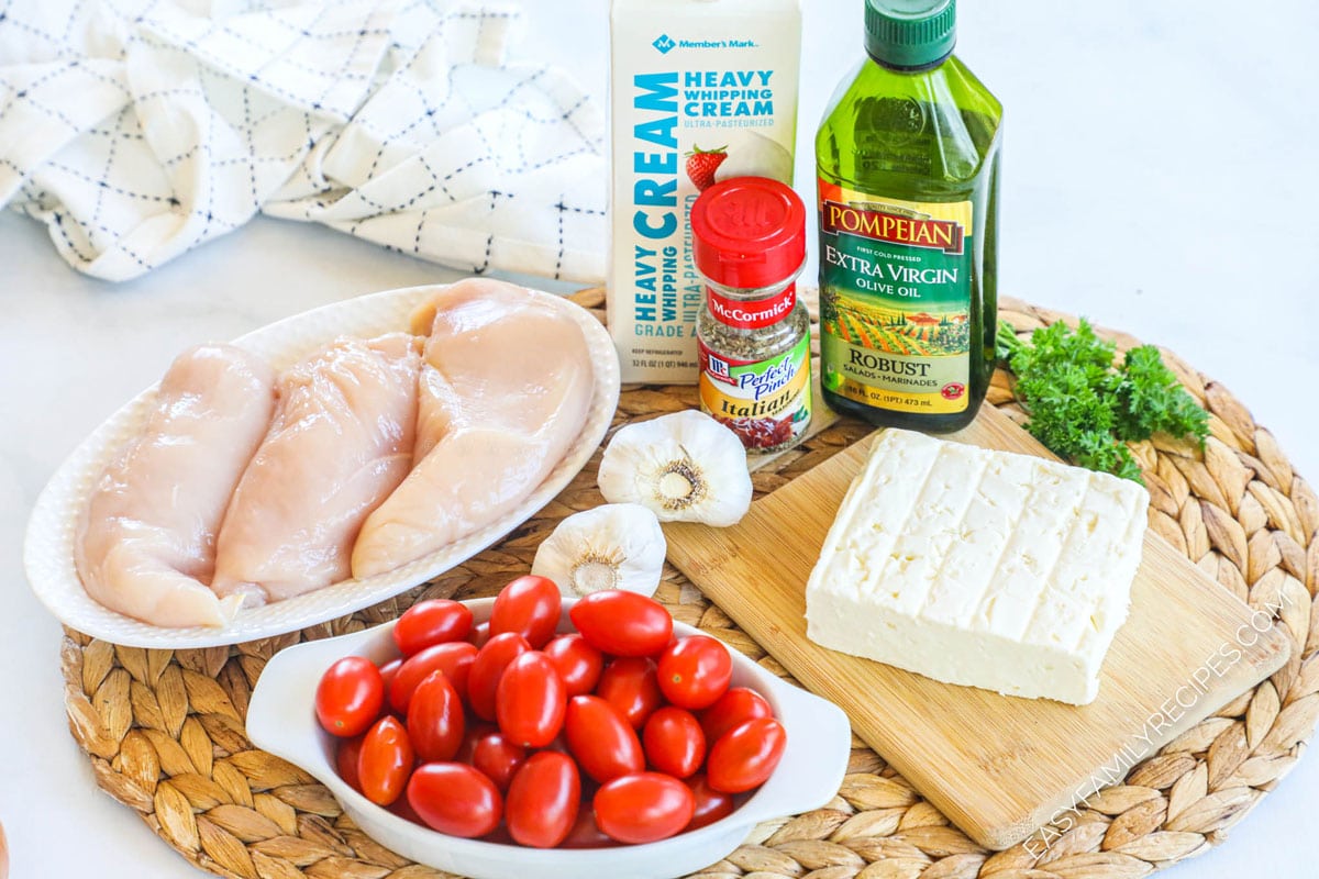 Ingredients for Baked Feta Chicken