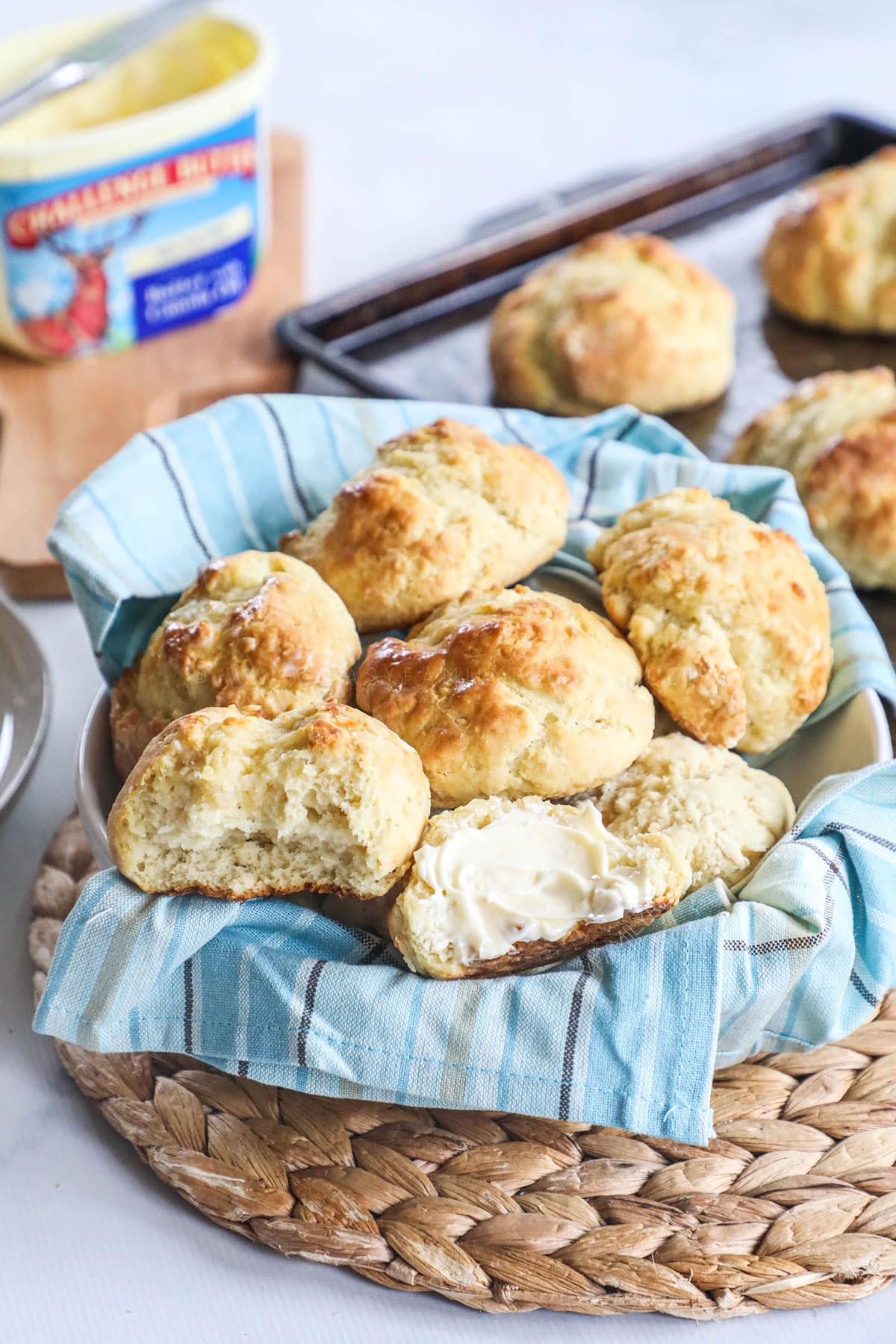 No Yeast dinner rolls in a basket