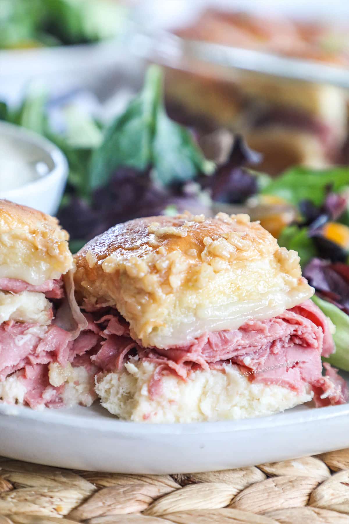 Roast Beef Sliders on a plate