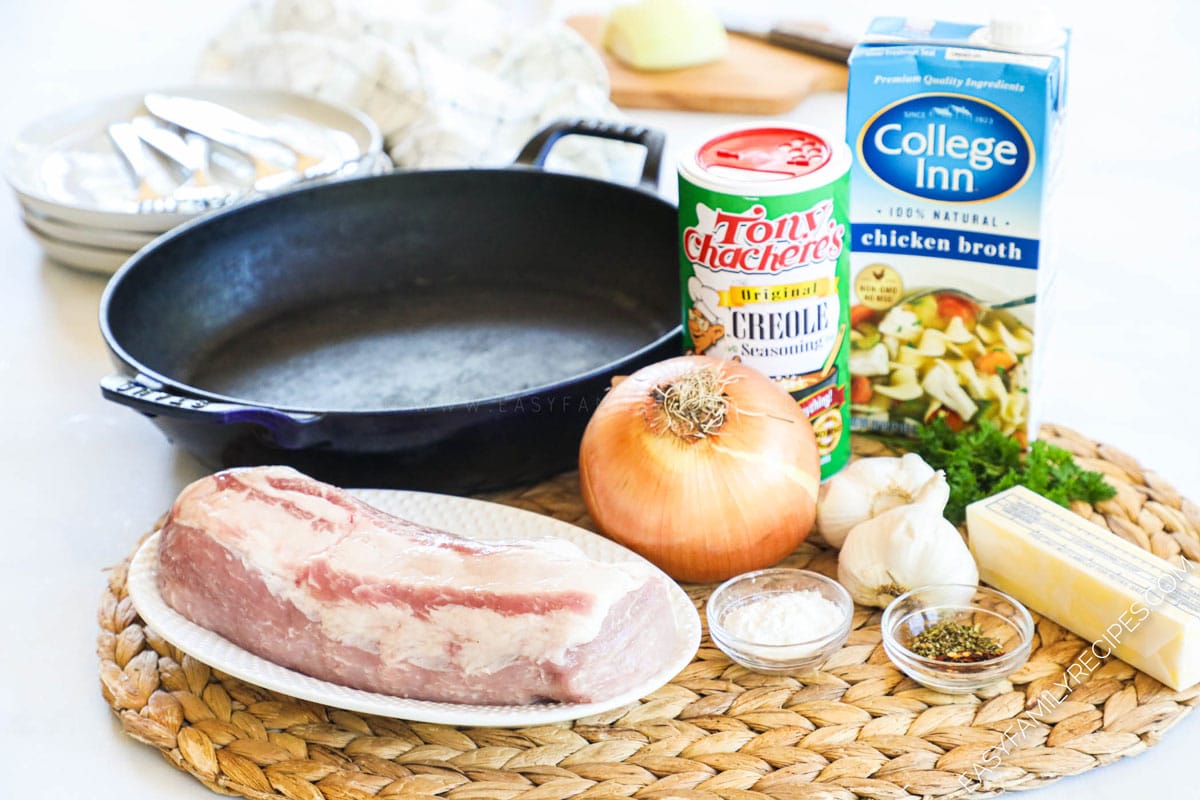 Ingredients for making Pork Tenderloin with garlic sauce