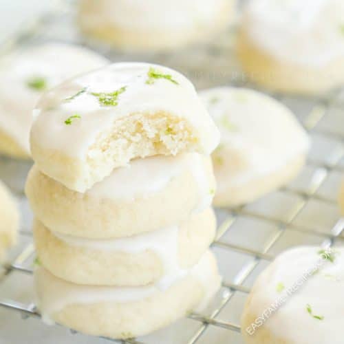 4 glazed key lime cookies garnished with lime zest