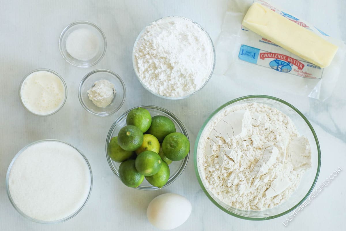 Ingredients for making key lime cookies