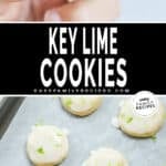 Key lime cookie with a bite out of it to show soft center.