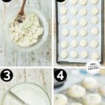 Process photos for how to make key lime cookies.
