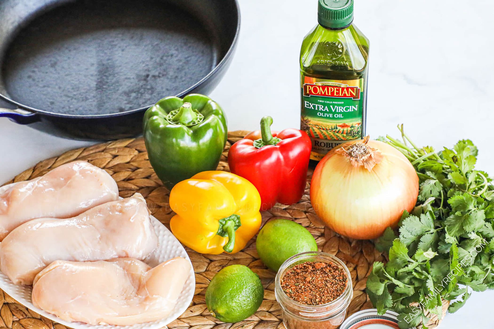 Ingredients for making chicken fajitas