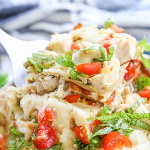 Digging into the caprese chicken ravioli bake