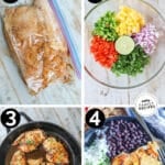 Process photos for how to make pineapple salsa