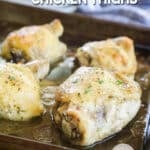 4 Chicken thighs seasoned with ranch and baked until crispy.