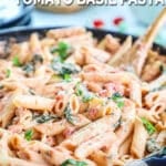 Tomato Basil Pasta in pot ready to serve.