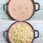 Process photos for how to make Tomato Basil Pasta.
