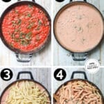 Process photos for how to make Tomato Basil Pasta from scratch.