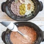 process photos for how to make homemade refried beans in crock pot.