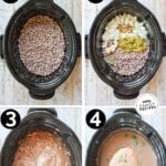 Process photos for how to make homemade refried beans in crock pot.