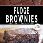 two images - top is sliced brownies and bottom is sliced brownies stacked on top of each other