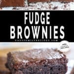 two images - top is sliced brownies and bottom is sliced brownies stacked on top of each other