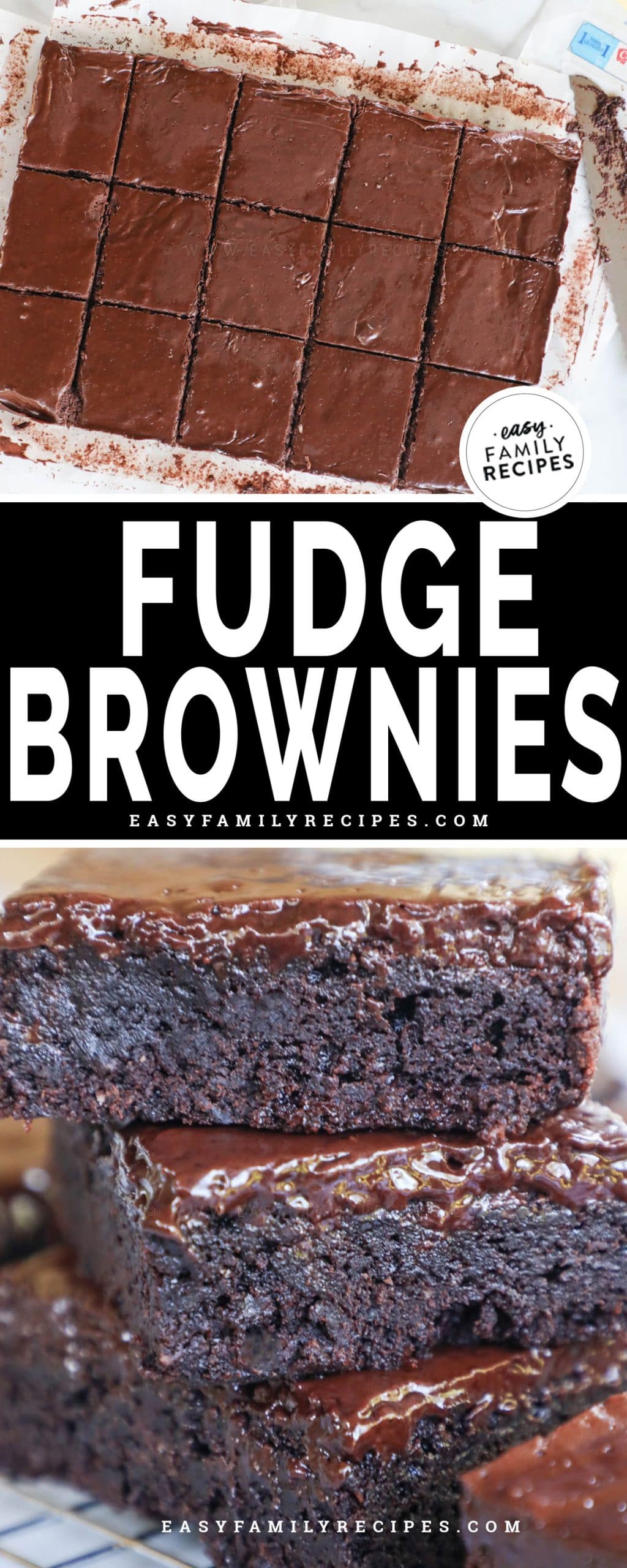 Pan of chocolate fudge brownies that have been cut into squares