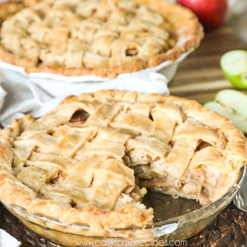 Homemade apple pie with cornmeal crust freshly prepared