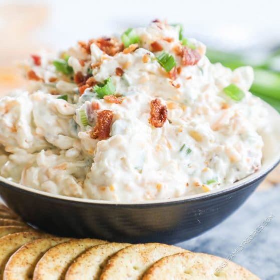 Creamy Million Dollar Dip served with crackers